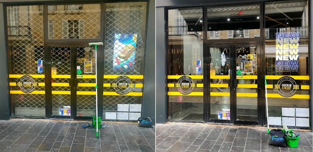 Nettoyage de vitres d'un commerce à Bordeaux gironde par ProNickel