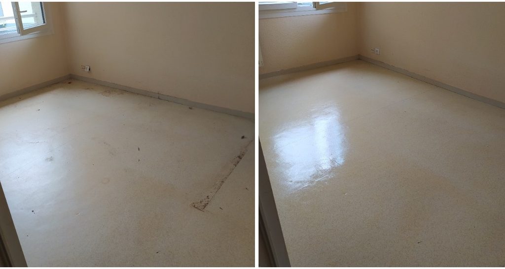 Nettoyage à la monobrosse d'un sol pvc dans un logement à Bordeaux par ProNickel